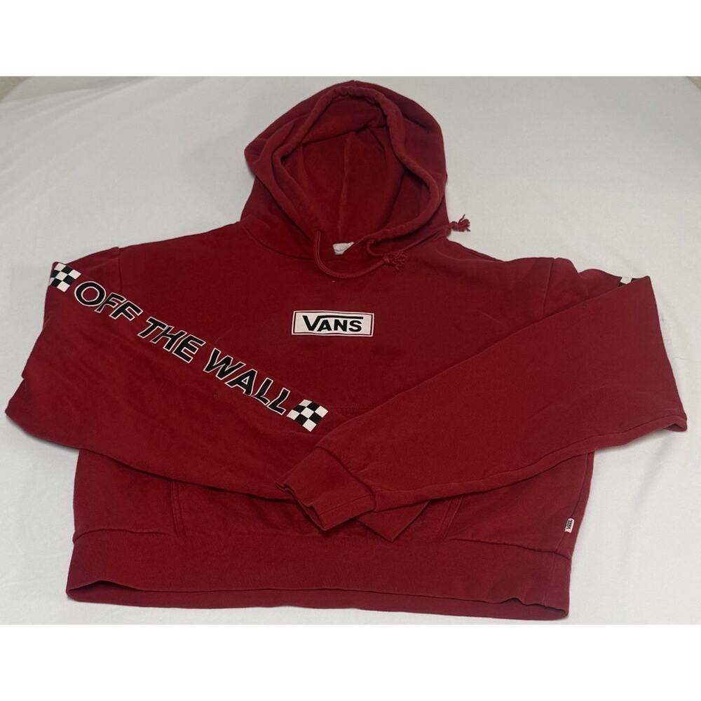 VANS Women’s Graphic Pull Over Crop Hoodie Size S Checker Board Skater Style